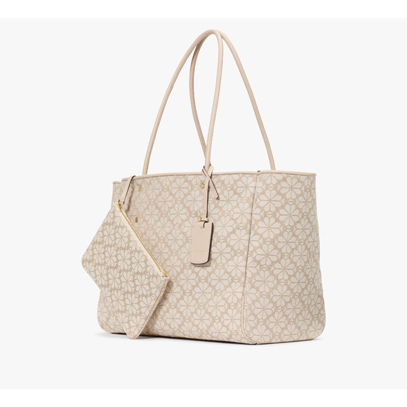Kate Spade Flower Jacquard Large Everything Tote Bag | New with Tags | Natural - Picture 1 of 6